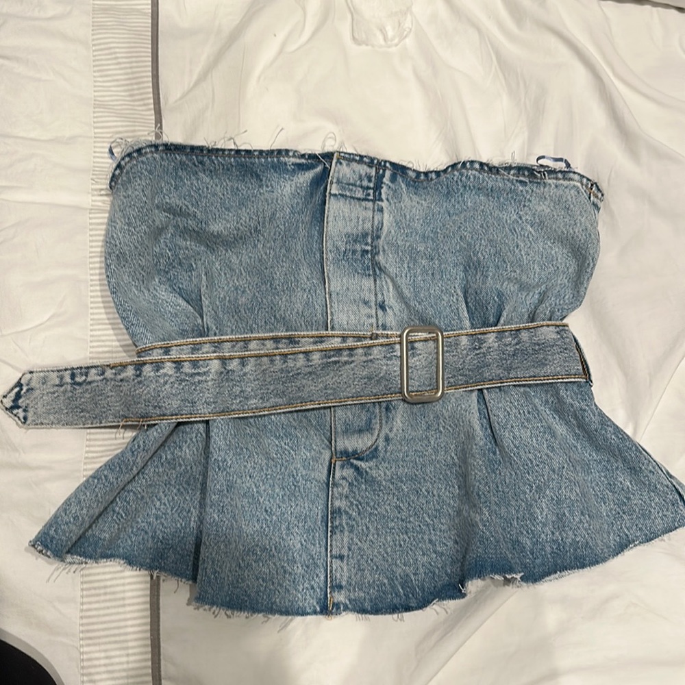ZARA belted denim top size L